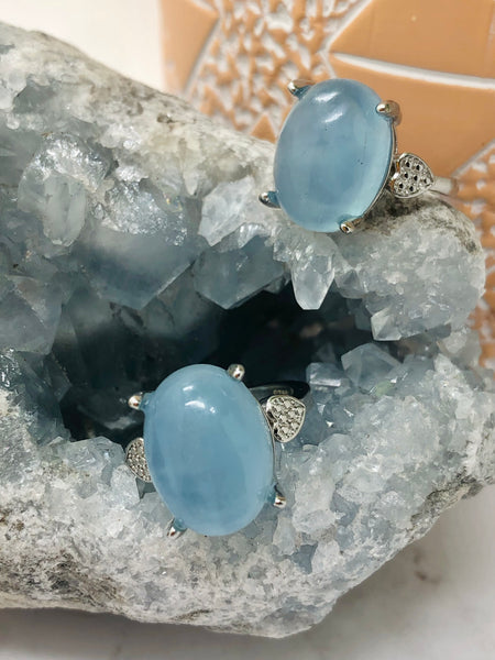 Aquamarine sterling silver 925 rings
