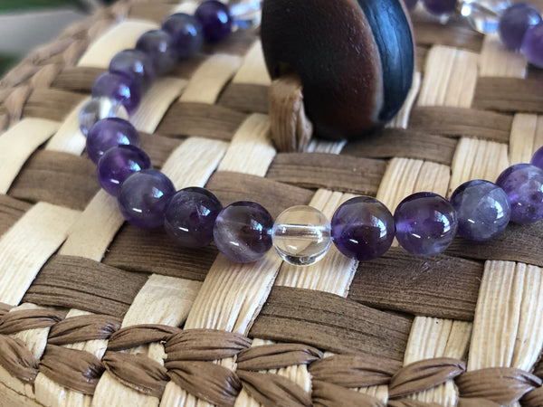 Amethyst & Clear Quartz 6mm bracelet