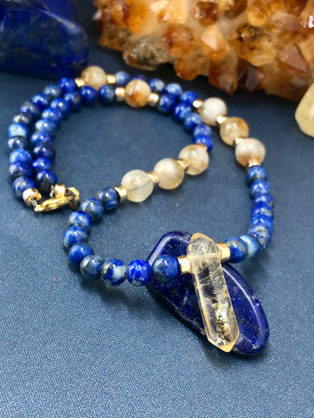Lápiz lazuli & citrine necklace