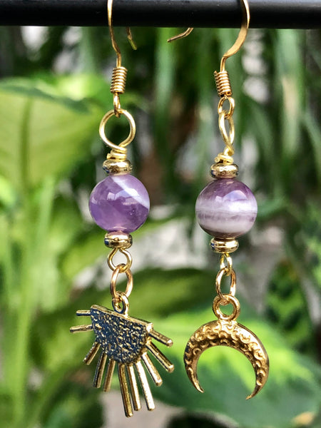 Sunrise & moon Amethyst earrings