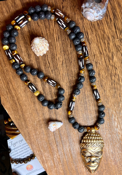 African ancestor mask necklace