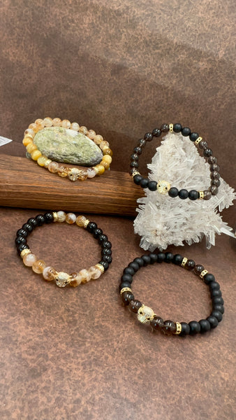 Black eye baby leopard onyx bracelets