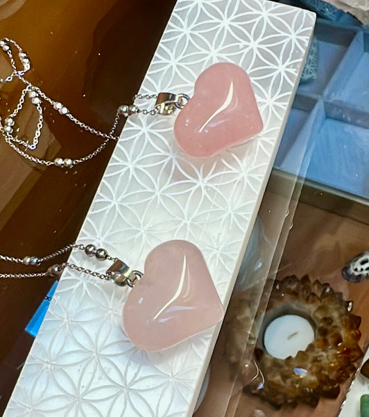 Rose quartz heart necklace