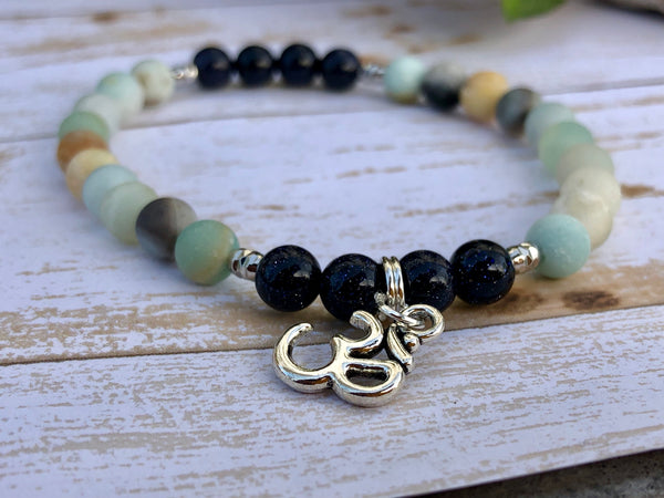Amazonite & Blue sandstone 6mm bracelet