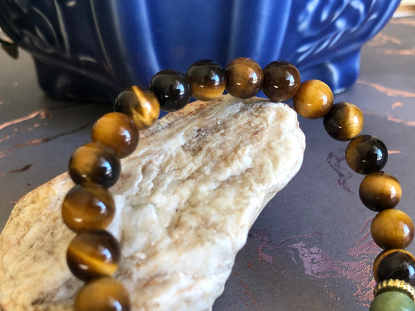 Green Jade & Tiger eye 8mm