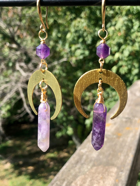 Crescent moon Amethyst earrings
