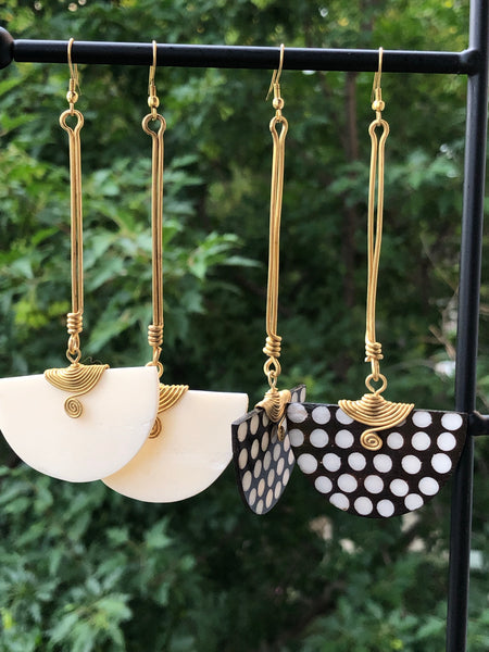 Long African bone earrings