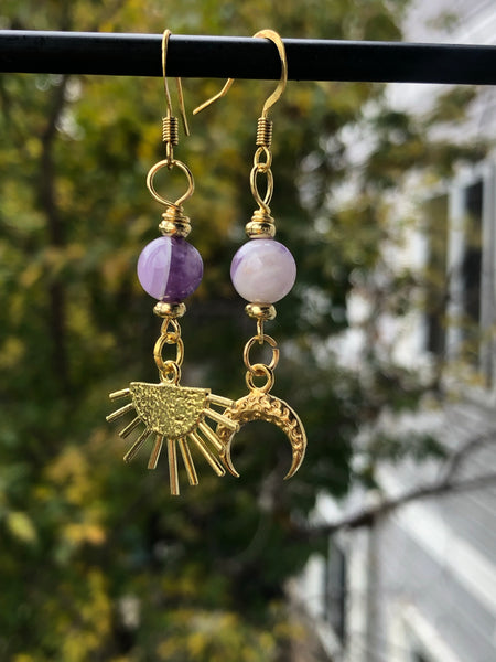 Sunrise & moon Amethyst earrings