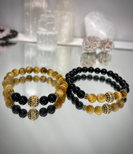 Black Onyx & yellow Tiger Eye couple set