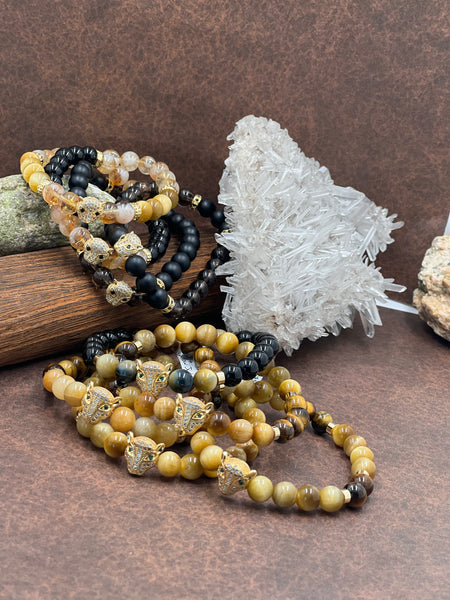 Sankofa tiger eye and yellow jade