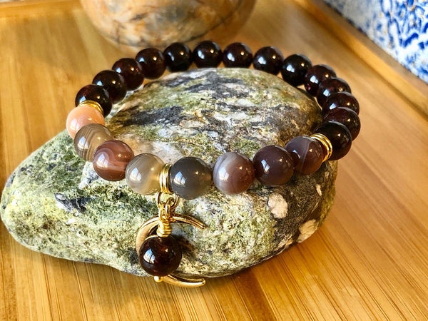 Red Garnet & Botswana Agate 8mm bracelet