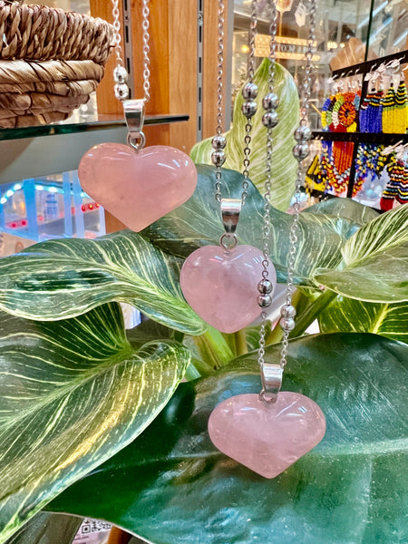 Rose quartz heart necklace