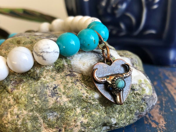 White Howlite & Turquoise 8mm