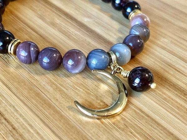 Red Garnet & Botswana Agate 8mm bracelet