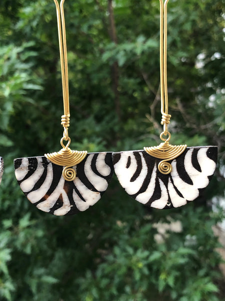 Long African bone earrings