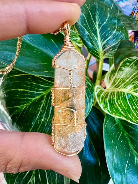 Citrine hexagonal point necklace