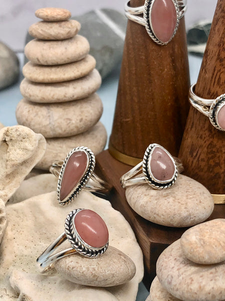 Rose quartz sterling silver 925 ring