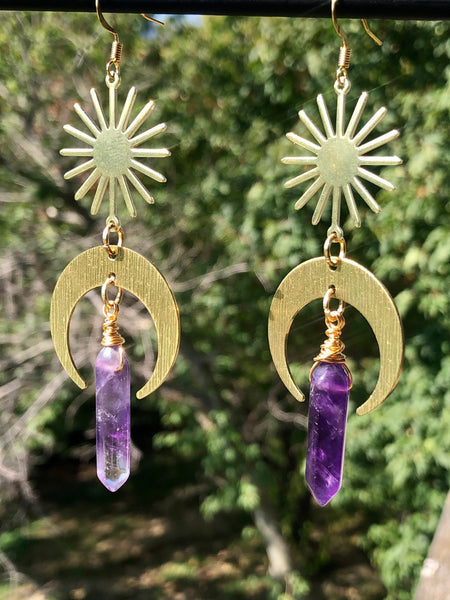 Crescent moon Amethyst earrings