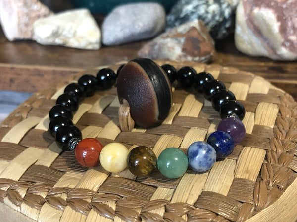 Chakra energy healing bracelet With Black Onyx