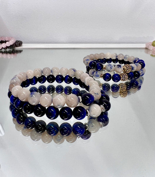 Durmortierite & Blue tiger eye couple set