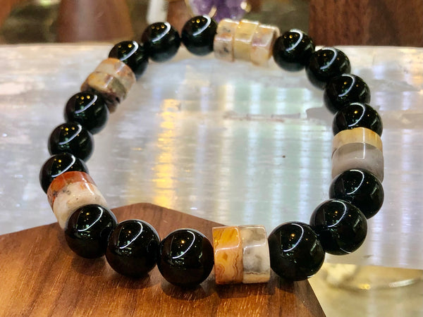 10mm tiger eye & crazy lace agate