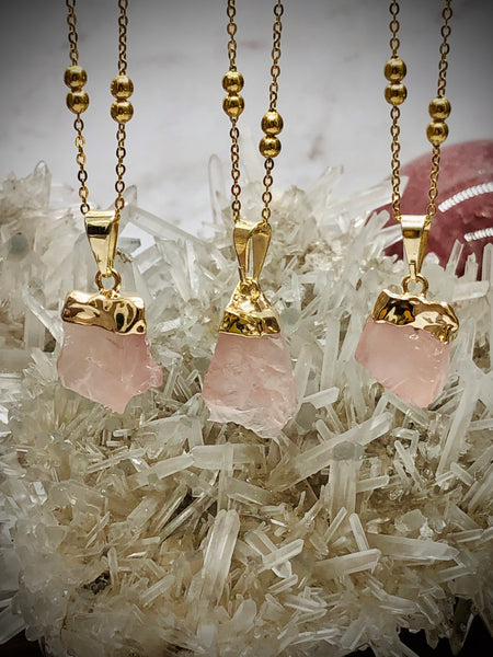 Rose Quartz raw necklace