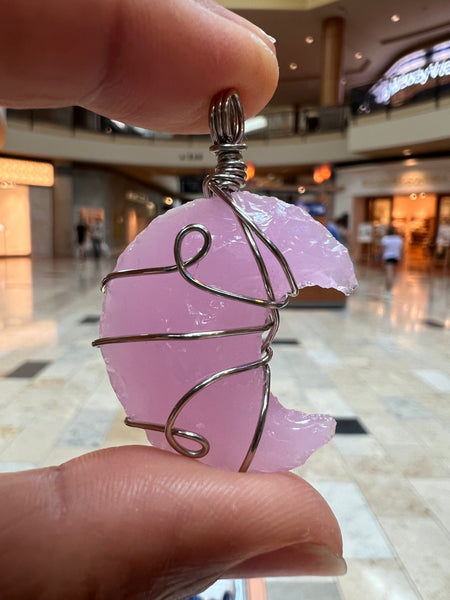 Rose Quartz crescent moon necklace