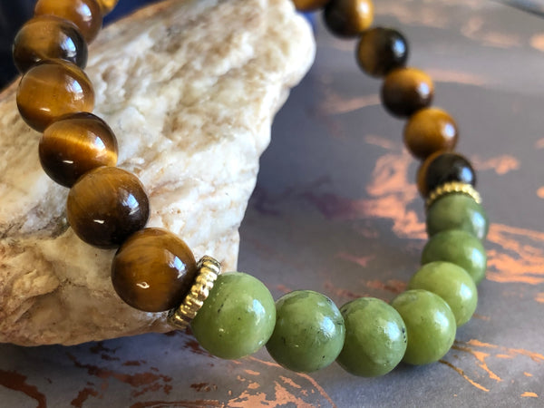 Green Jade & Tiger eye 8mm
