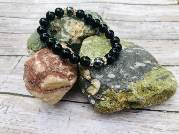 Black Onyx and Hematite 8mm Bracelet