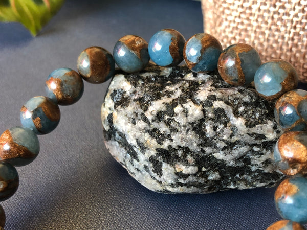 Bronzite and Mosaic Agate 8mm Bracelet