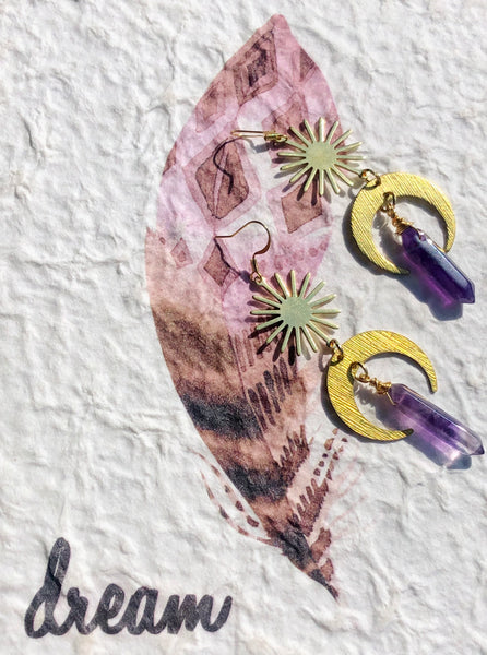 Crescent moon Amethyst earrings