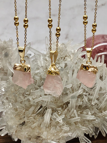 Rose Quartz raw necklace