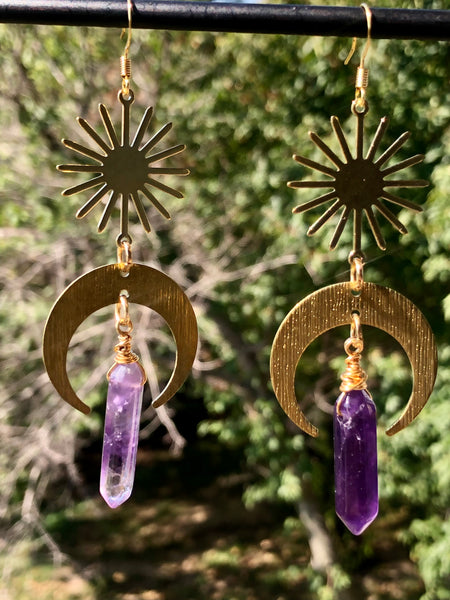 Crescent moon Amethyst earrings