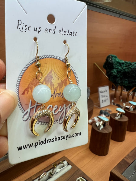 Crescent moon crystal earrings