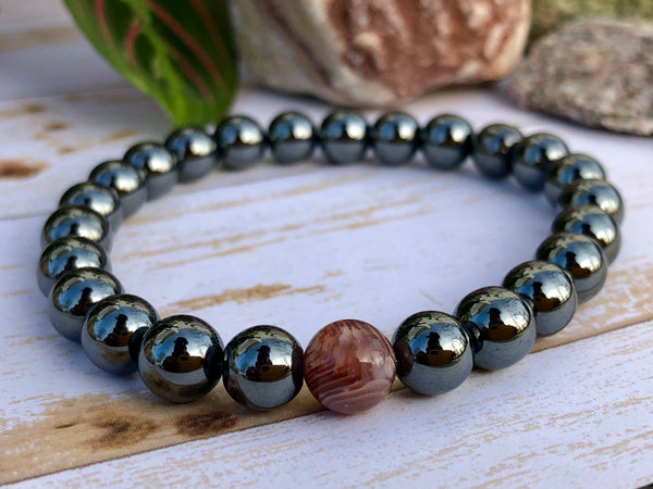 Hematite & Botswana Agate 8mm bracelet