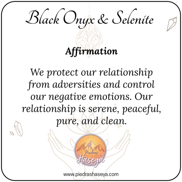 Selenite & black onyx couple set