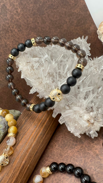 Black eye baby leopard onyx bracelets