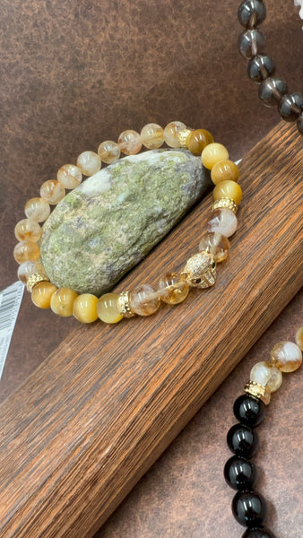 Black eye baby leopard onyx bracelets
