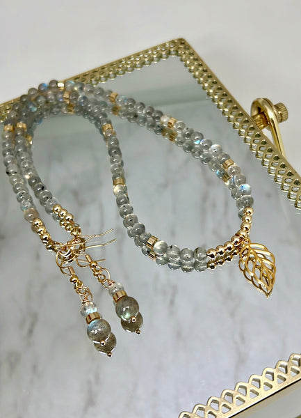 Grade AAA Labradorite set necklace and earrings