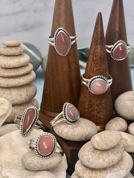Rose quartz sterling silver 925 ring