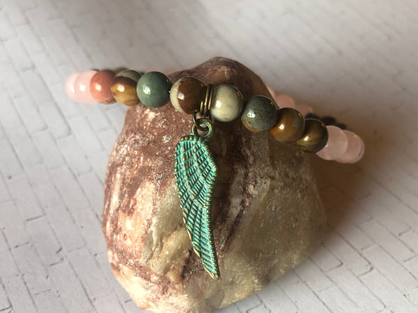 Rose Quartz & Polychrome Jasper 6mm