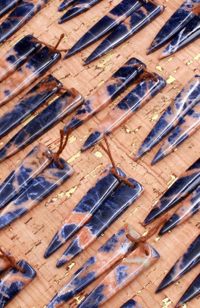 Natural orange blue sodalite earrings