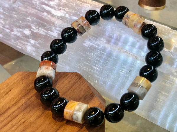 10mm tiger eye & crazy lace agate