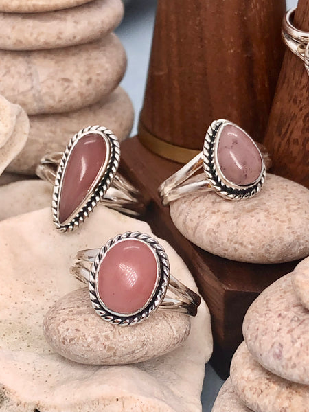 Rose quartz sterling silver 925 ring