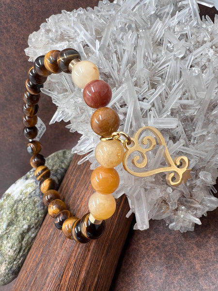 Sankofa tiger eye and yellow jade