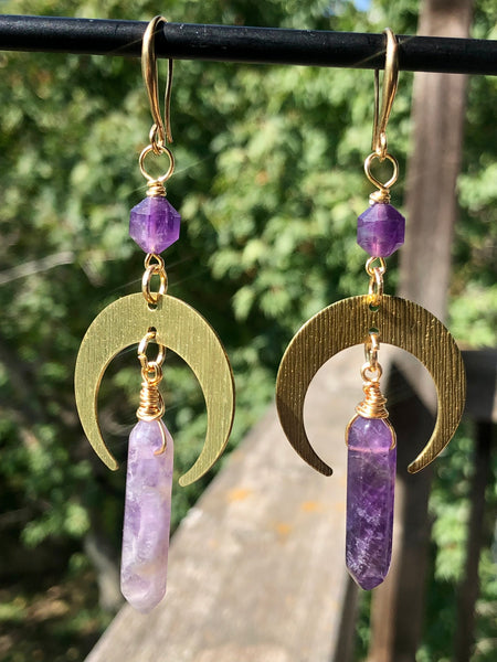 Crescent moon Amethyst earrings