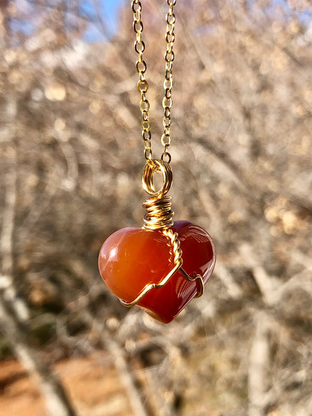 Carnelian heart shaped necklace