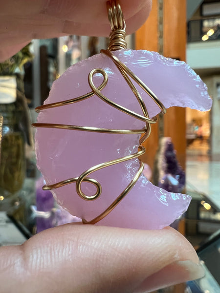 Rose Quartz crescent moon necklace