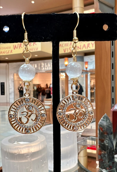 Hindu Om earrings with crystals