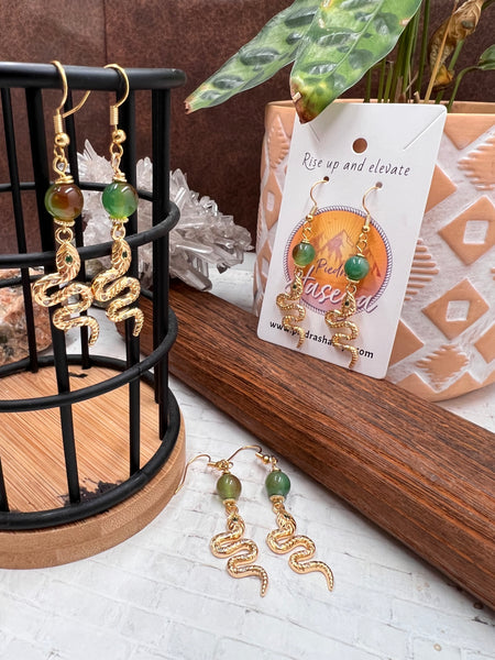 Dainty gold snake earrings